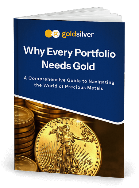 Gold and silver bars with upward arrow